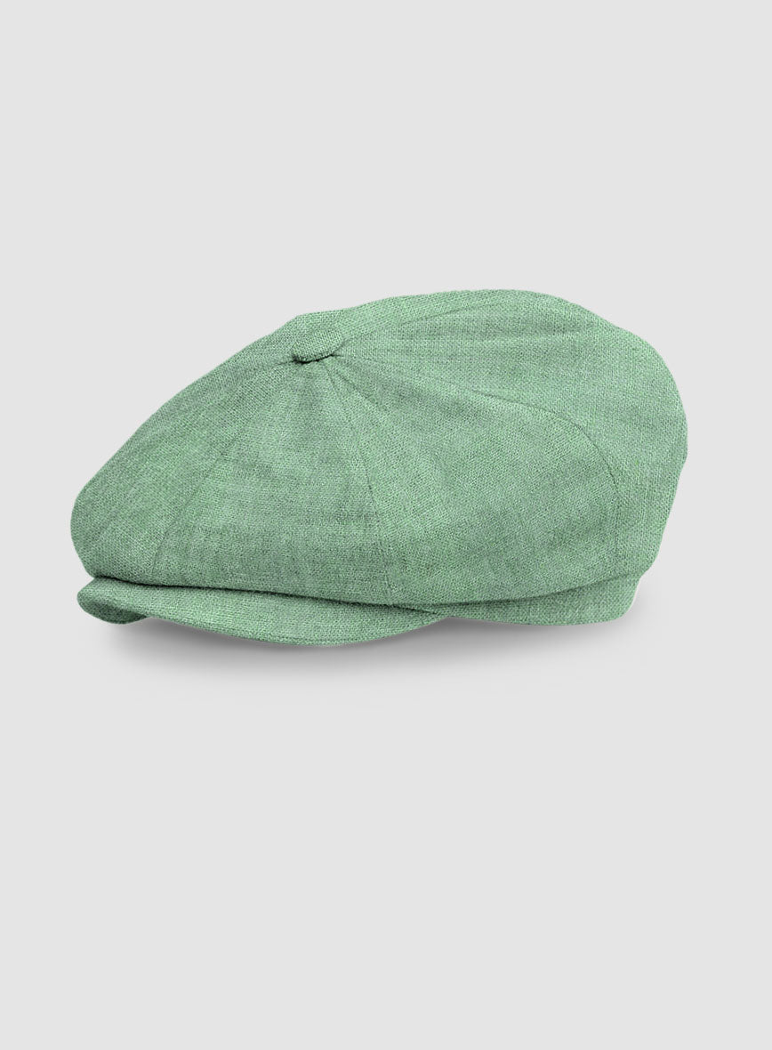 Italian Linen Mojito Green Newsboy Cap - StudioSuits