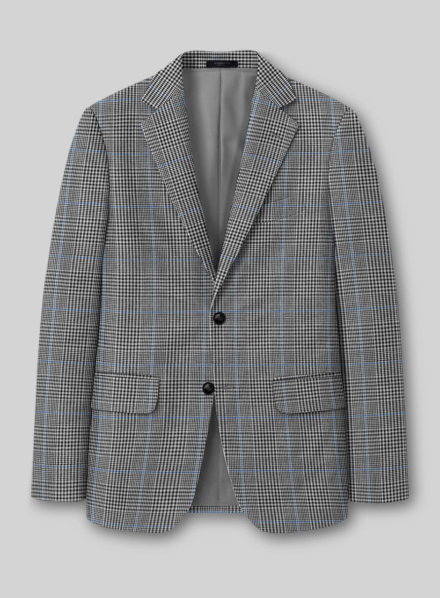 Italian Linen Monochrome Glen Check Jacket - StudioSuits