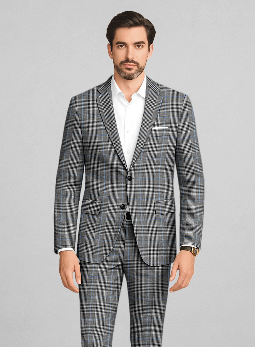Italian Linen Monochrome Glen Check Jacket - StudioSuits
