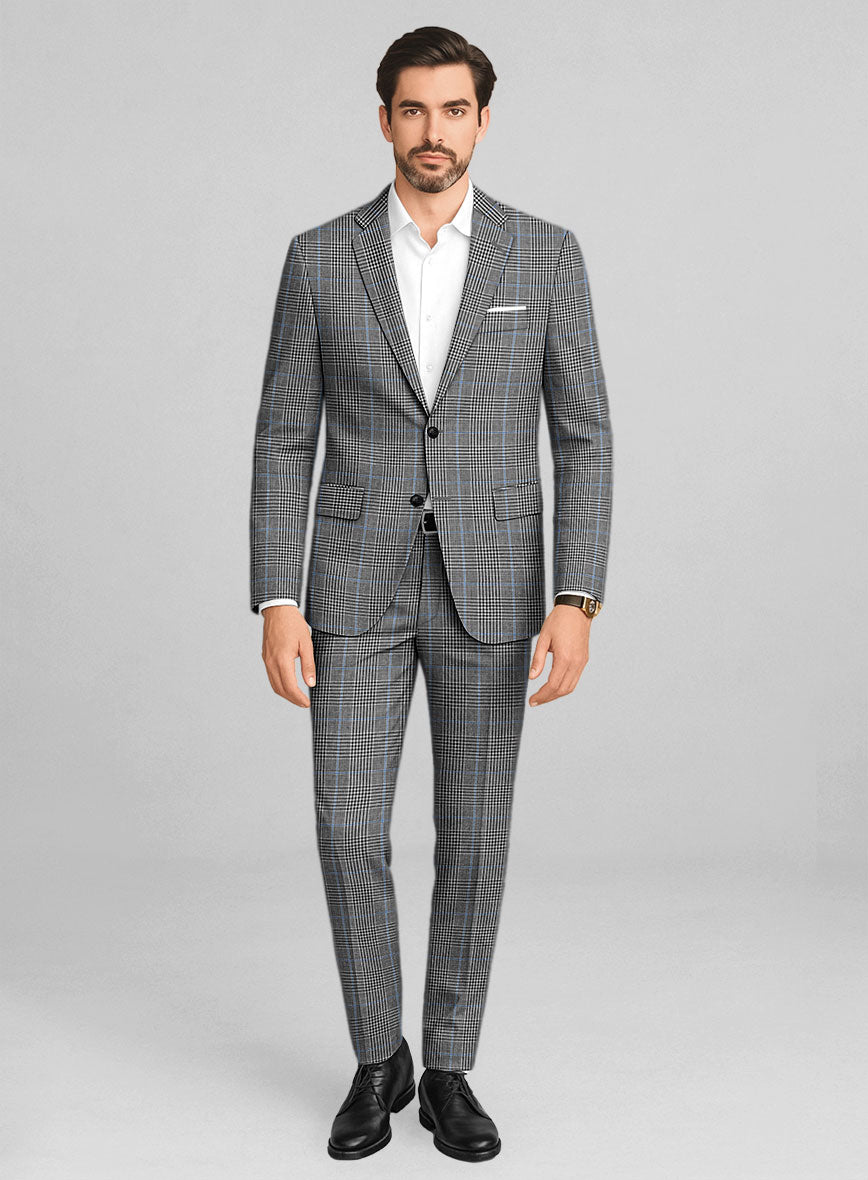 Italian Linen Monochrome Glen Check Suit - StudioSuits