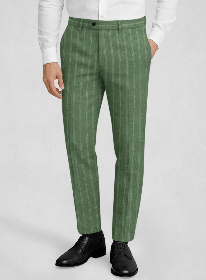 Italian Linen Mossaro Stripe Pants - StudioSuits