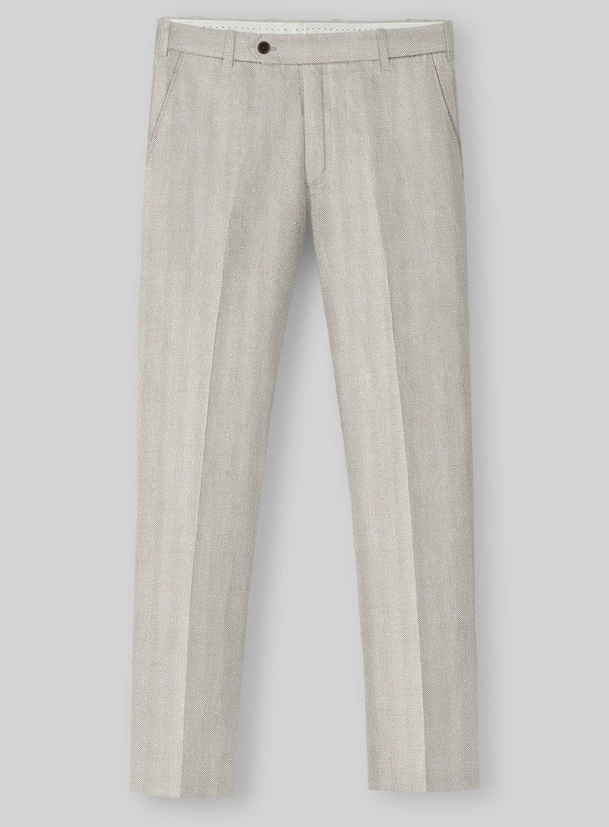 Italian Linen Nebbia Herringbone Suit - StudioSuits