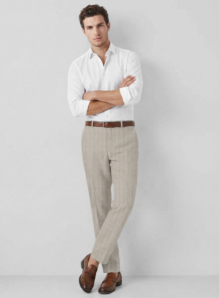 Italian Linen Nebbia Herringbone Suit - StudioSuits