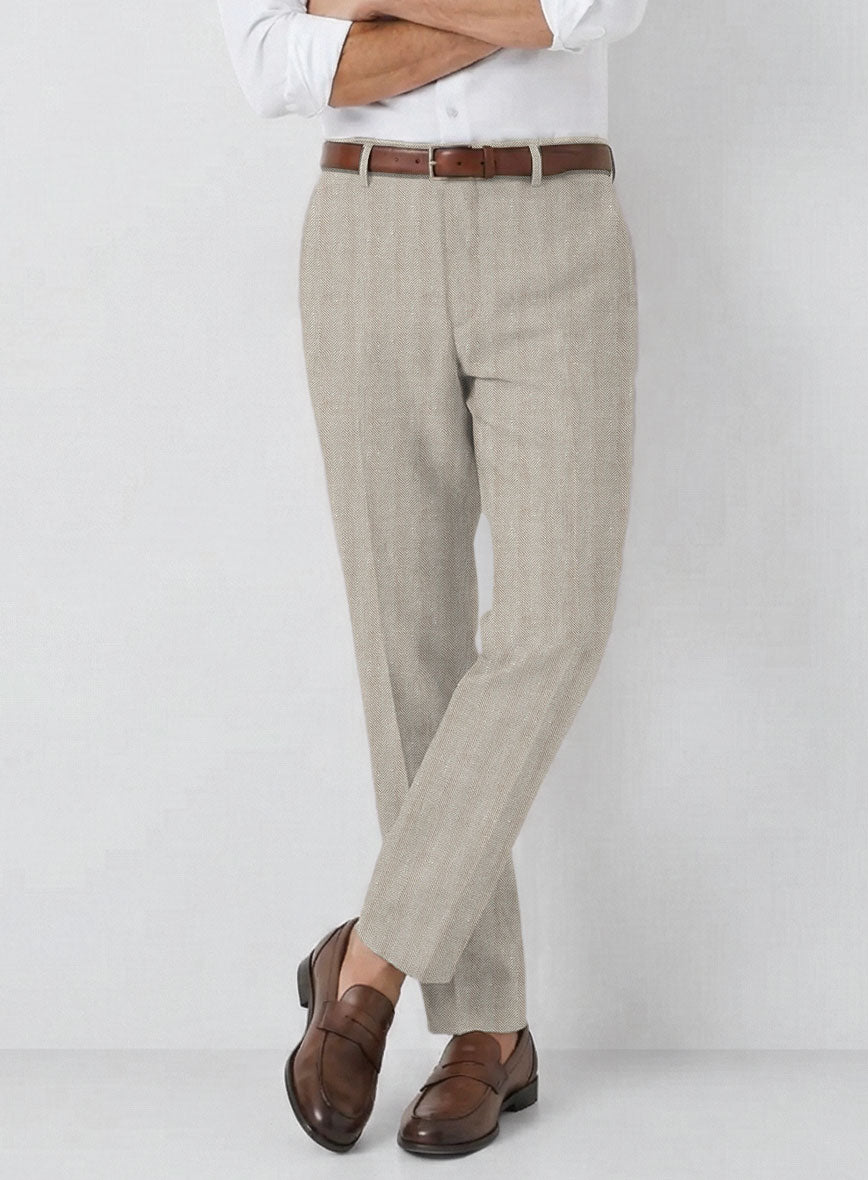 Italian Linen Nebbia Herringbone Suit - StudioSuits