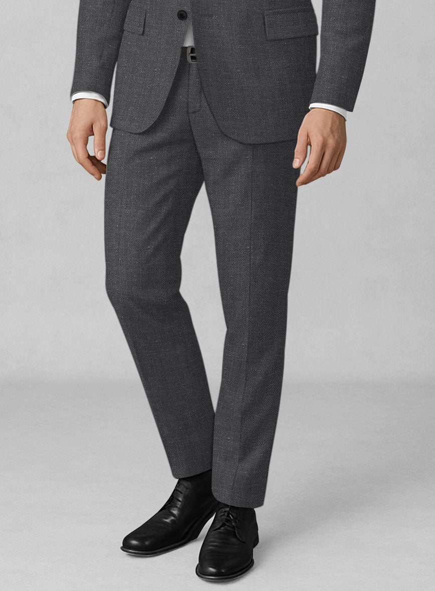 Italian Linen Nottegno Herringbone Pants - StudioSuits