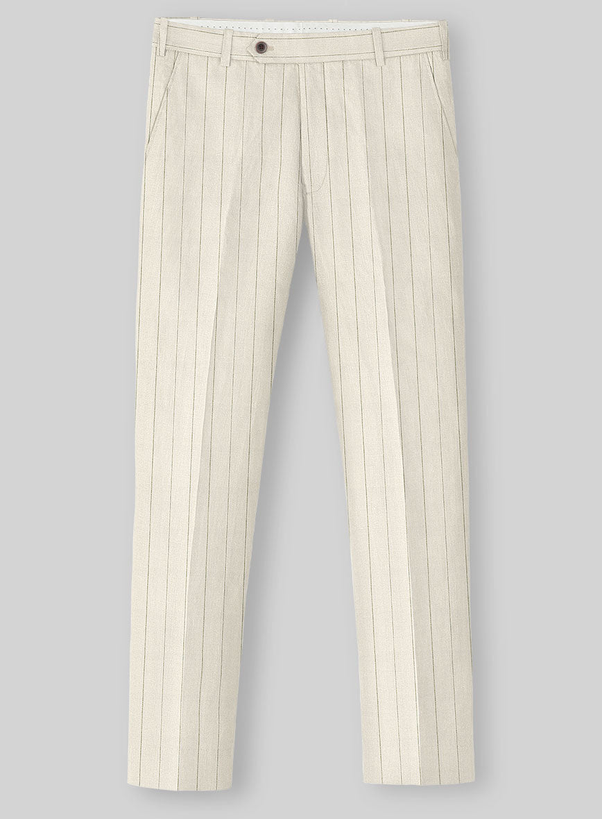 Italian Linen Olissaro Stripe Pants - StudioSuits