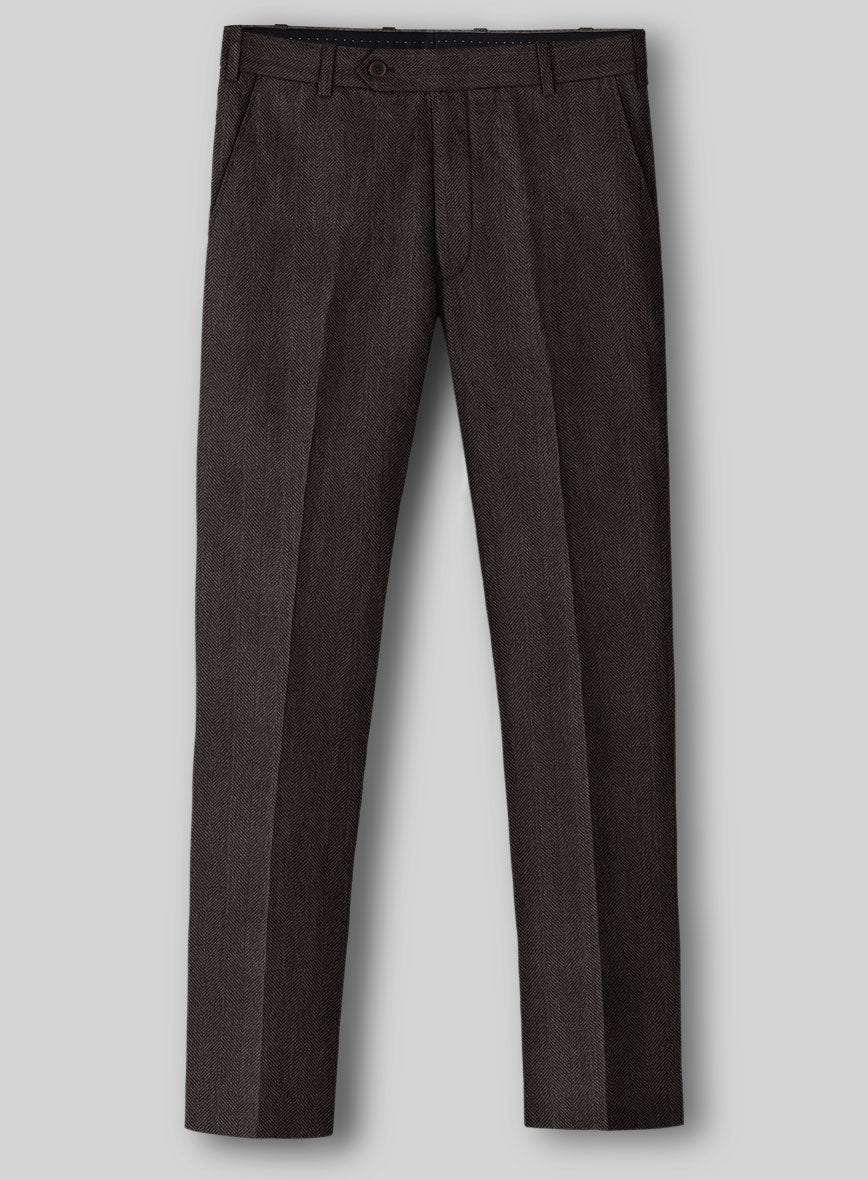 Italian Linen Ombro Herringbone Pants - StudioSuits
