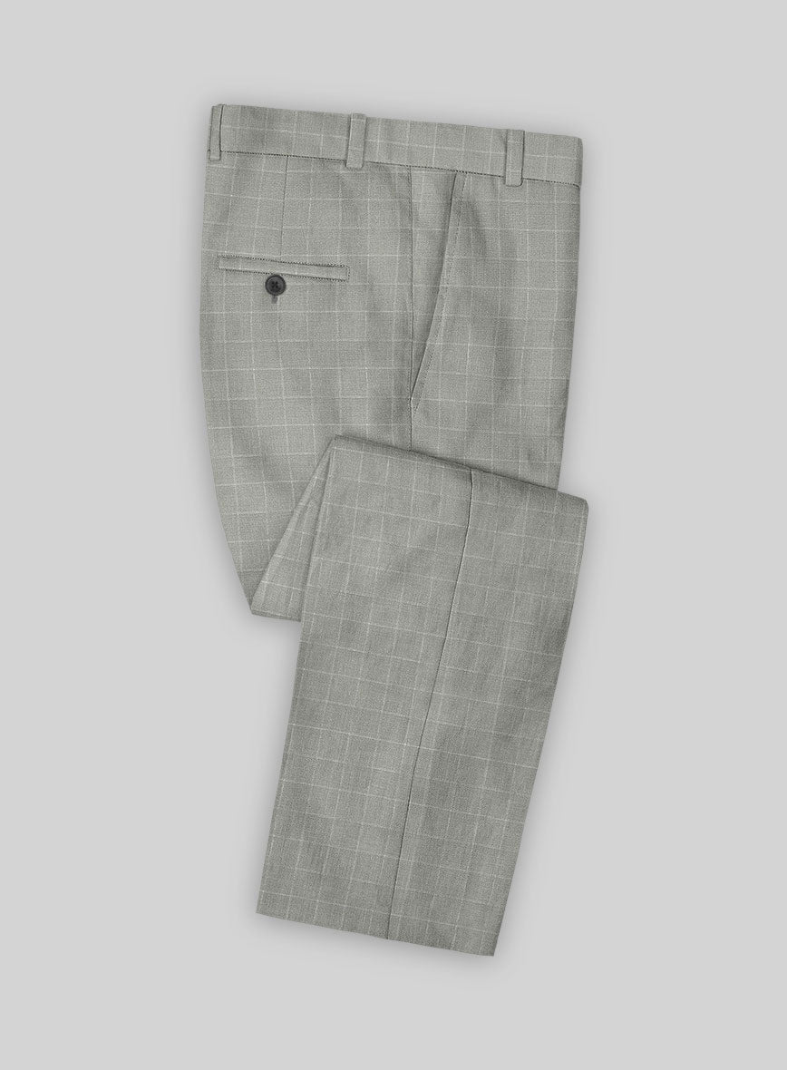 Italian Linen Robin Gray Checks Pants - StudioSuits