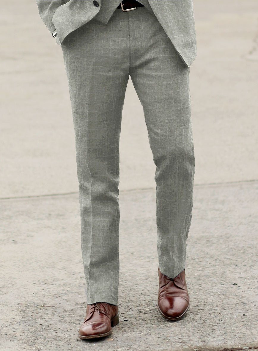 Italian Linen Robin Gray Checks Pants - StudioSuits