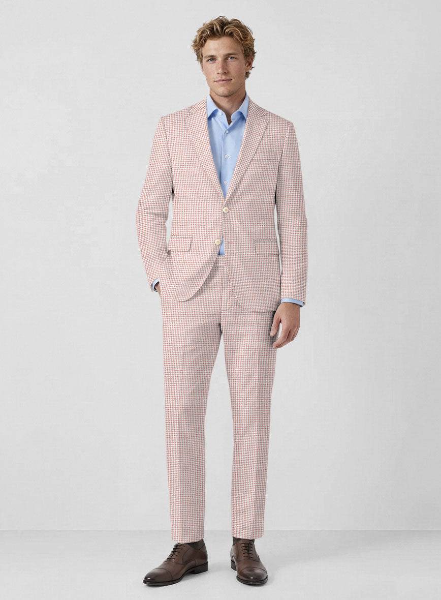 Italian Linen Rubino Houndstooth Suit - StudioSuits
