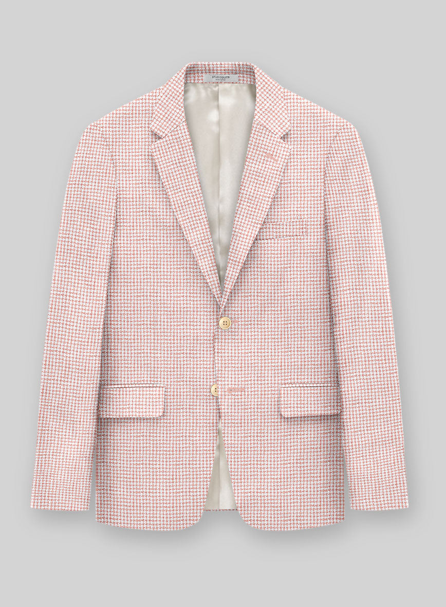 Italian Linen Rubino Houndstooth Jacket - StudioSuits