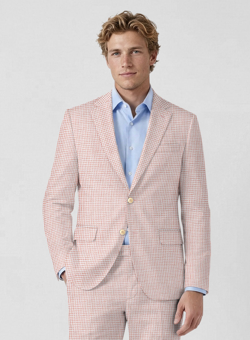 Italian Linen Rubino Houndstooth Jacket - StudioSuits