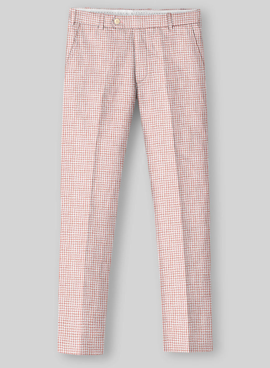 Italian Linen Rubino Houndstooth Pants - StudioSuits