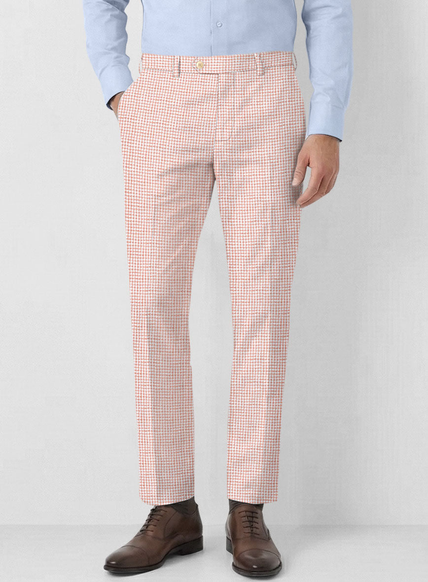 Italian Linen Rubino Houndstooth Pants - StudioSuits