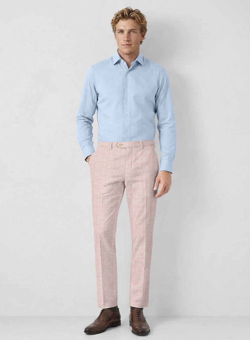 Italian Linen Rubino Houndstooth Pants - StudioSuits