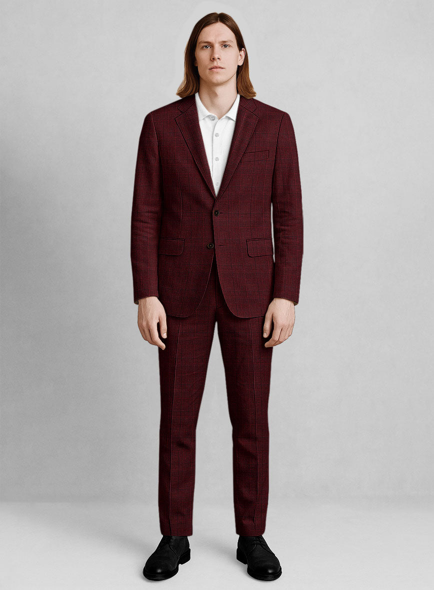Italian Linen Ruby Glen Check Suit - StudioSuits