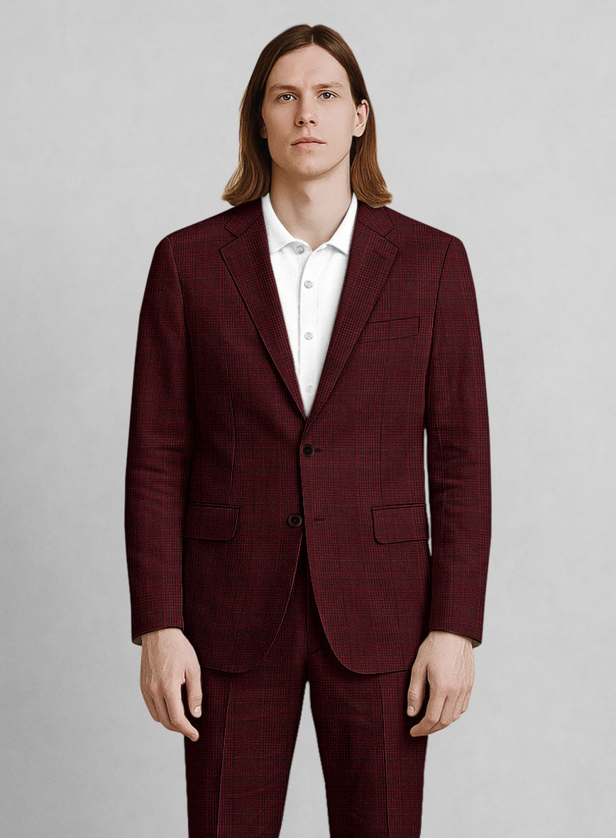 Italian Linen Ruby Glen Check Jacket - StudioSuits