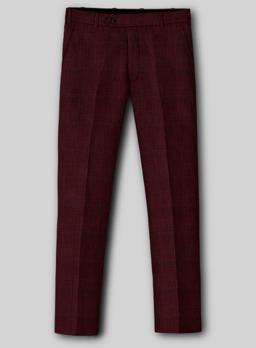 Italian Linen Ruby Glen Check Pants - StudioSuits