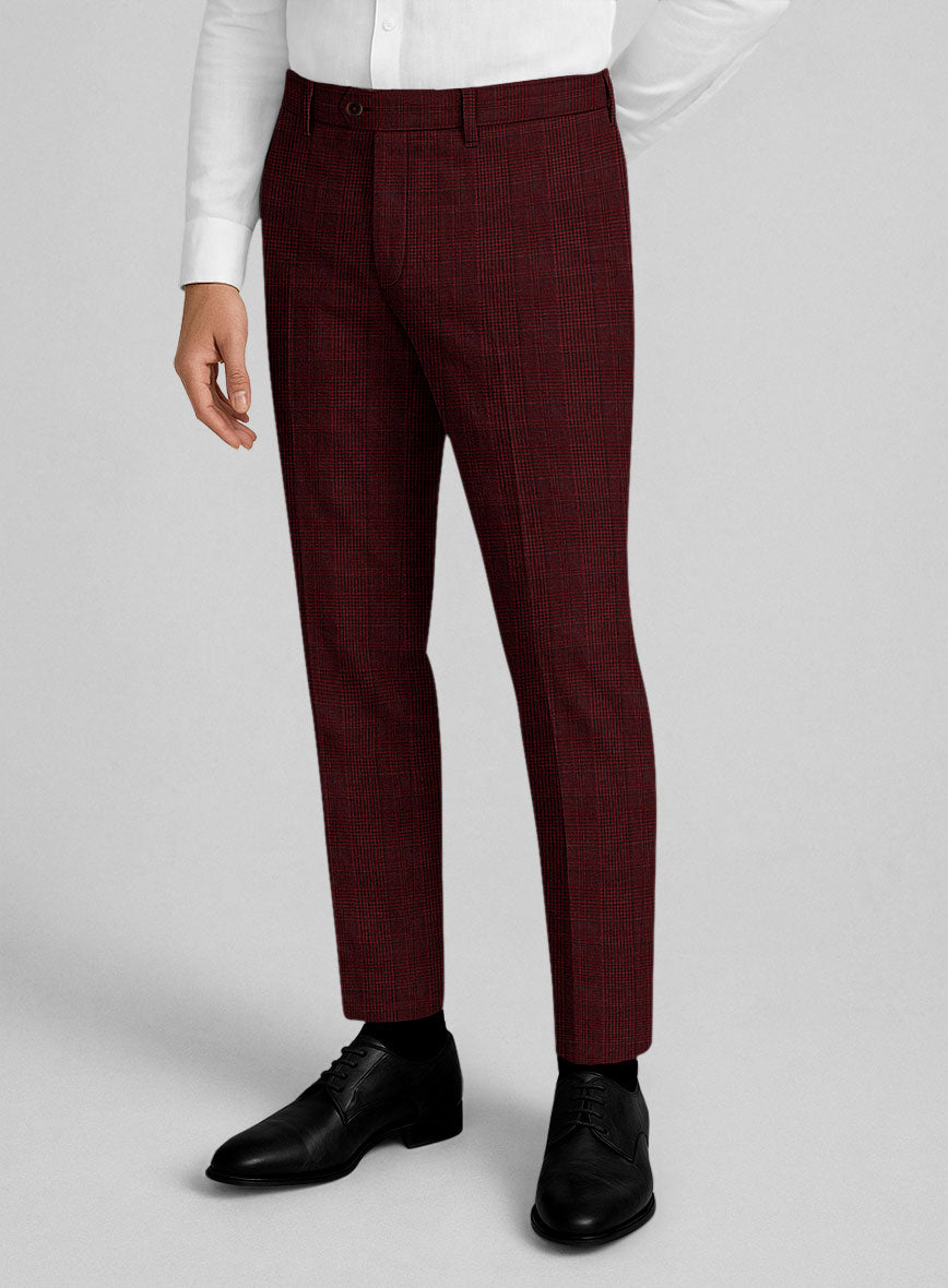 Italian Linen Ruby Glen Check Pants - StudioSuits