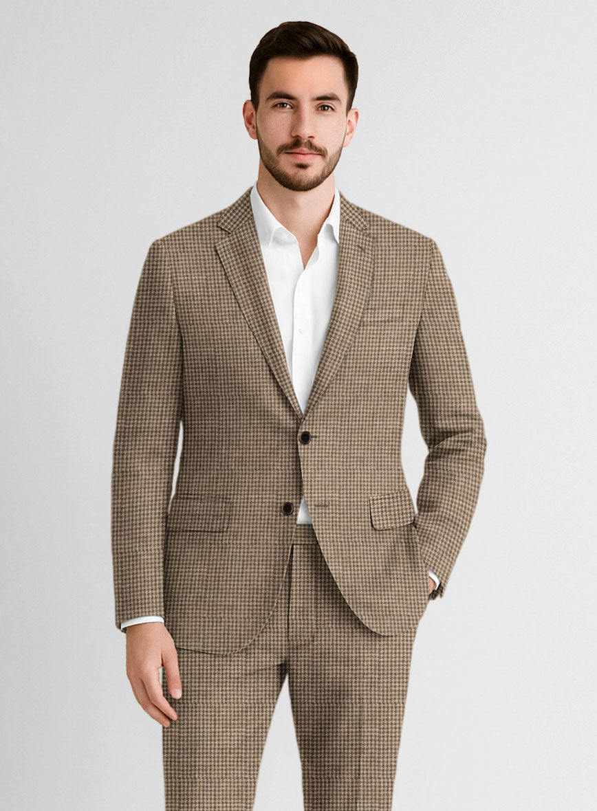Italian Linen Ruggino Houndstooth Jacket - StudioSuits