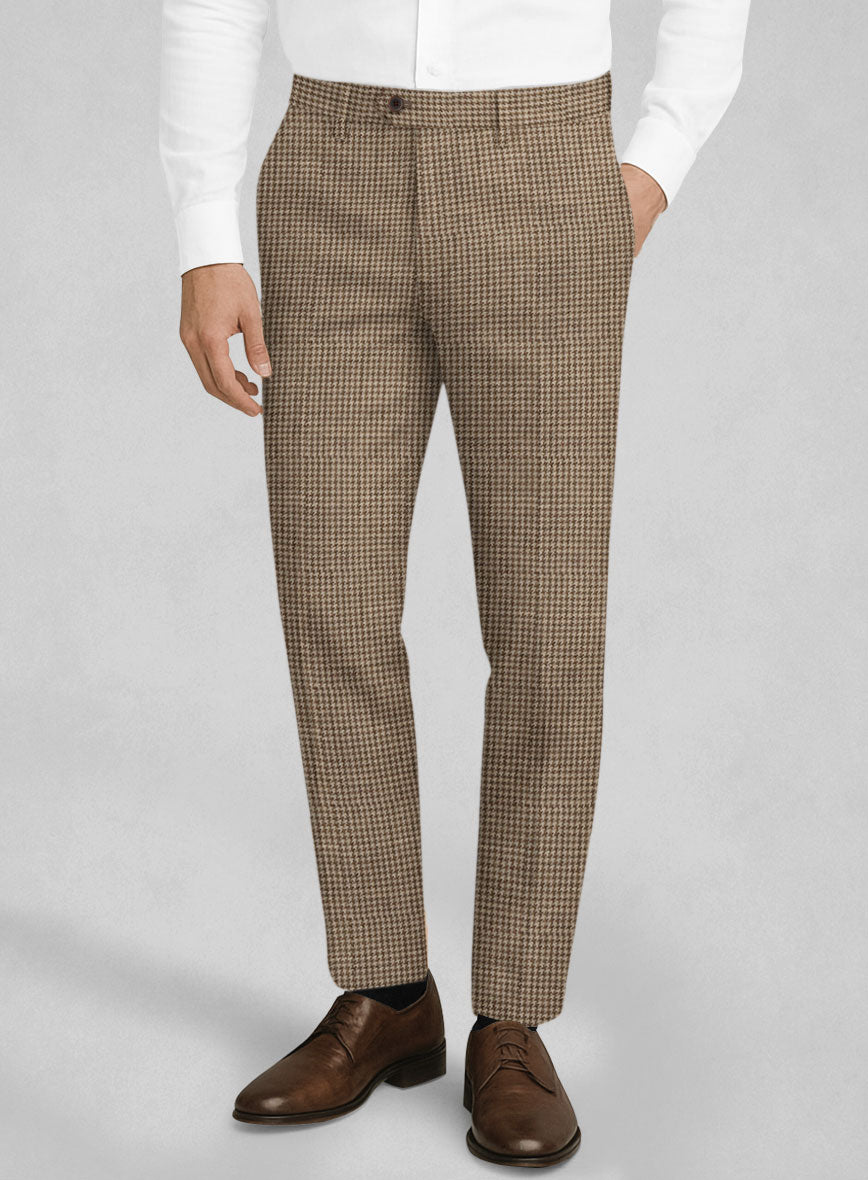 Italian Linen Ruggino Houndstooth Pants - StudioSuits