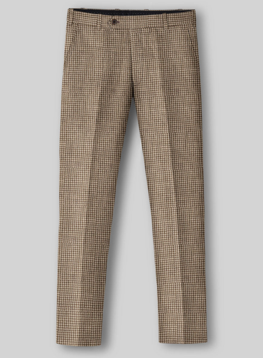 Italian Linen Ruggino Houndstooth Pants - StudioSuits