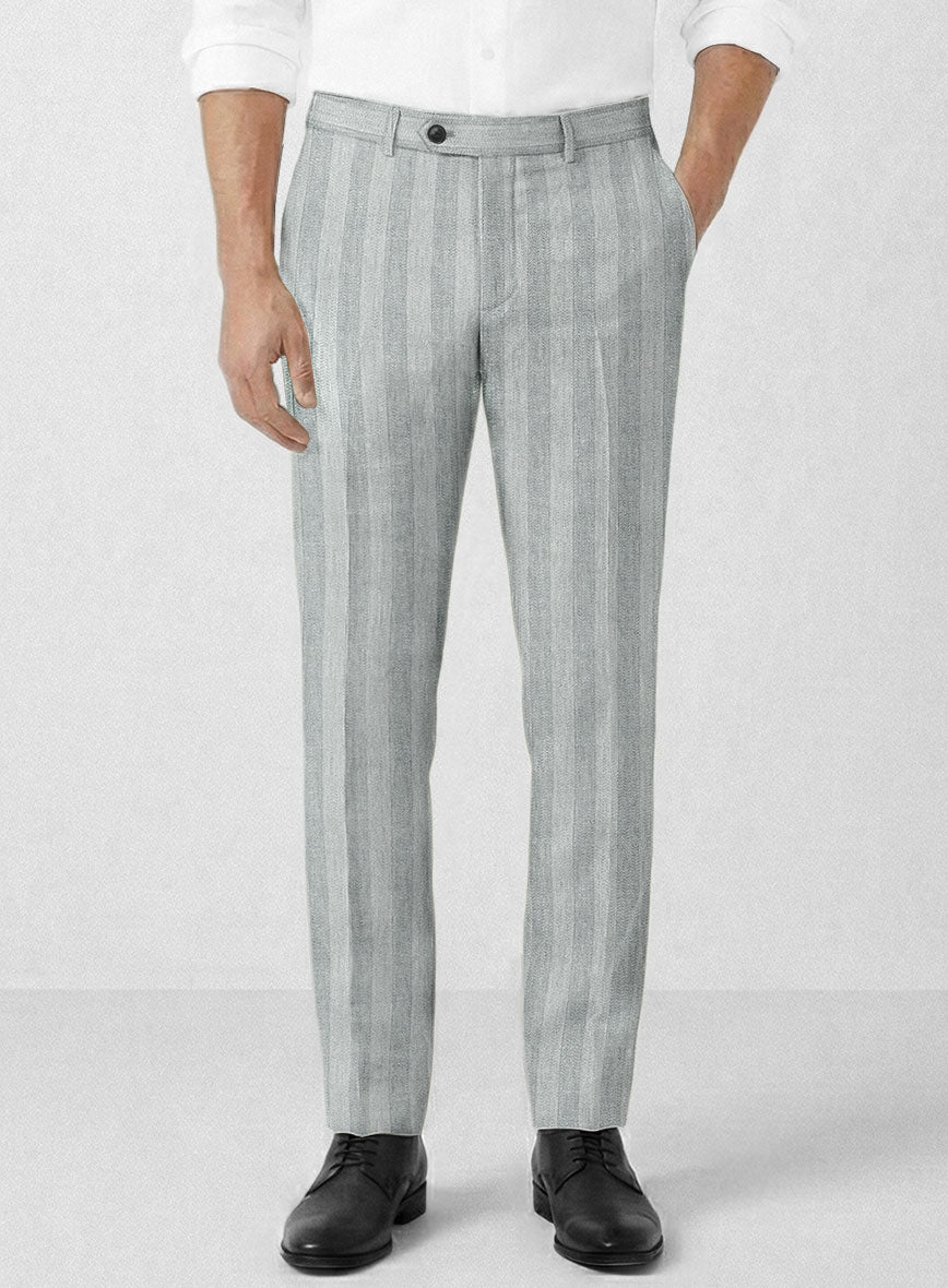Italian Linen Scisto Basket Weave Pants - StudioSuits