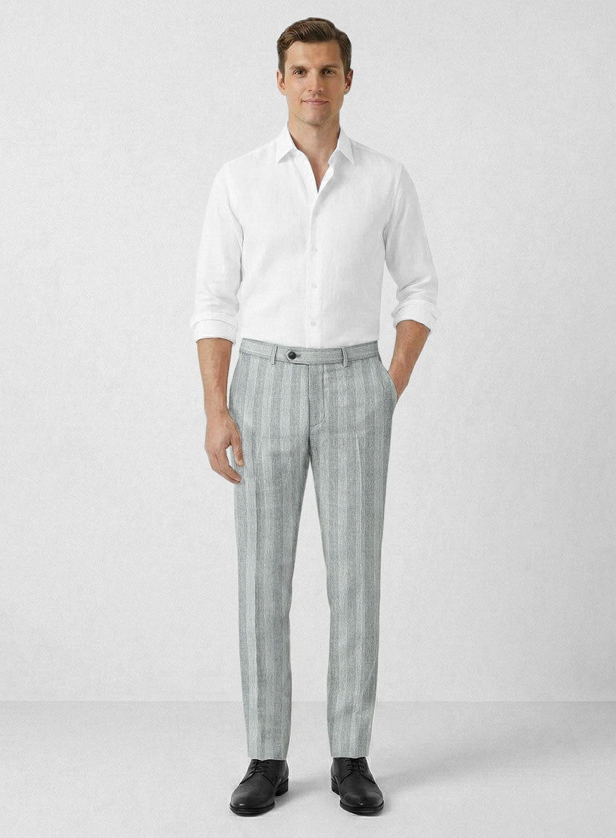 Italian Linen Scisto Basket Weave Pants - StudioSuits