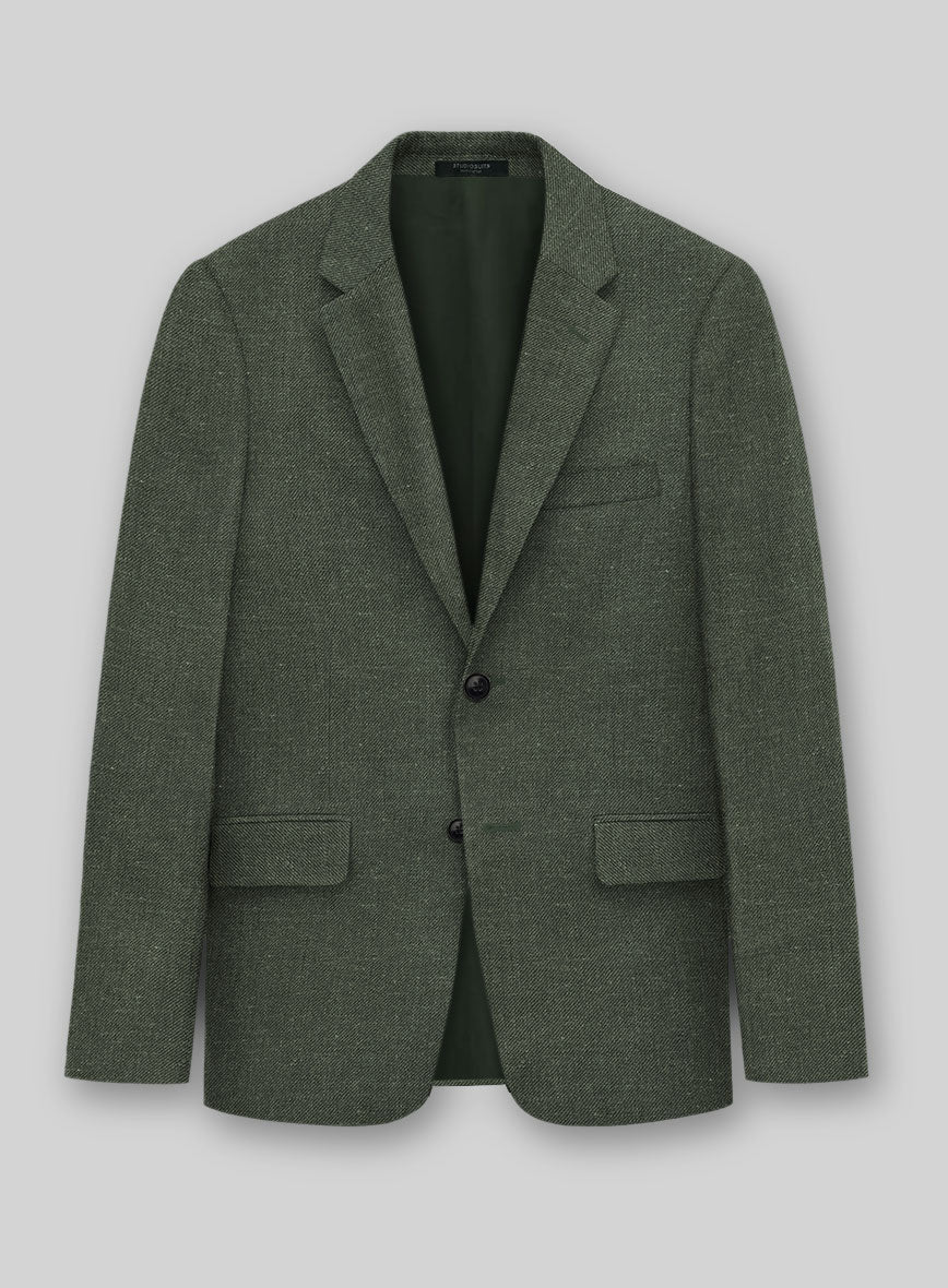 Italian Linen Seaweed Olive Jacket - StudioSuits