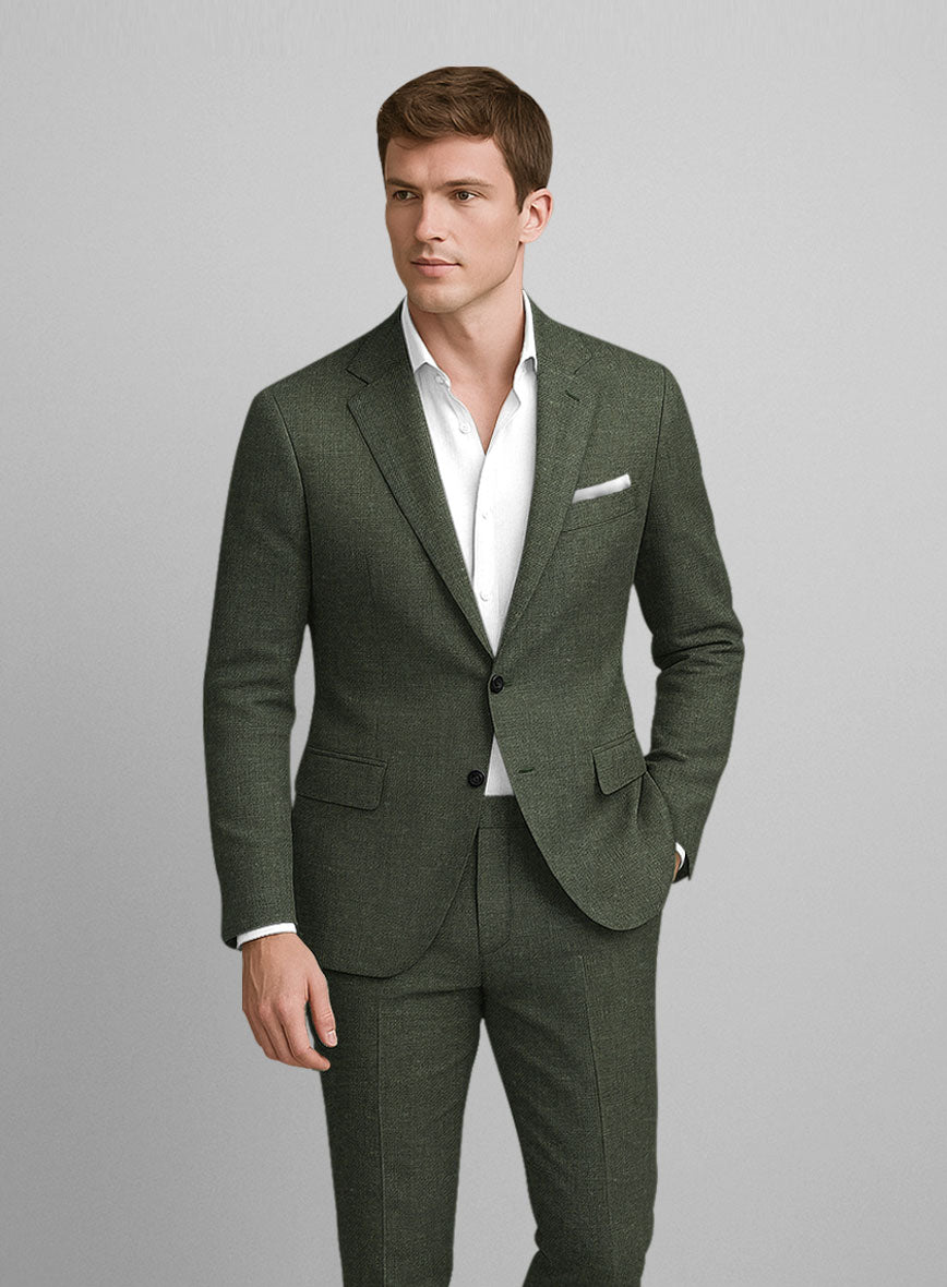 Italian Linen Seaweed Olive Jacket - StudioSuits