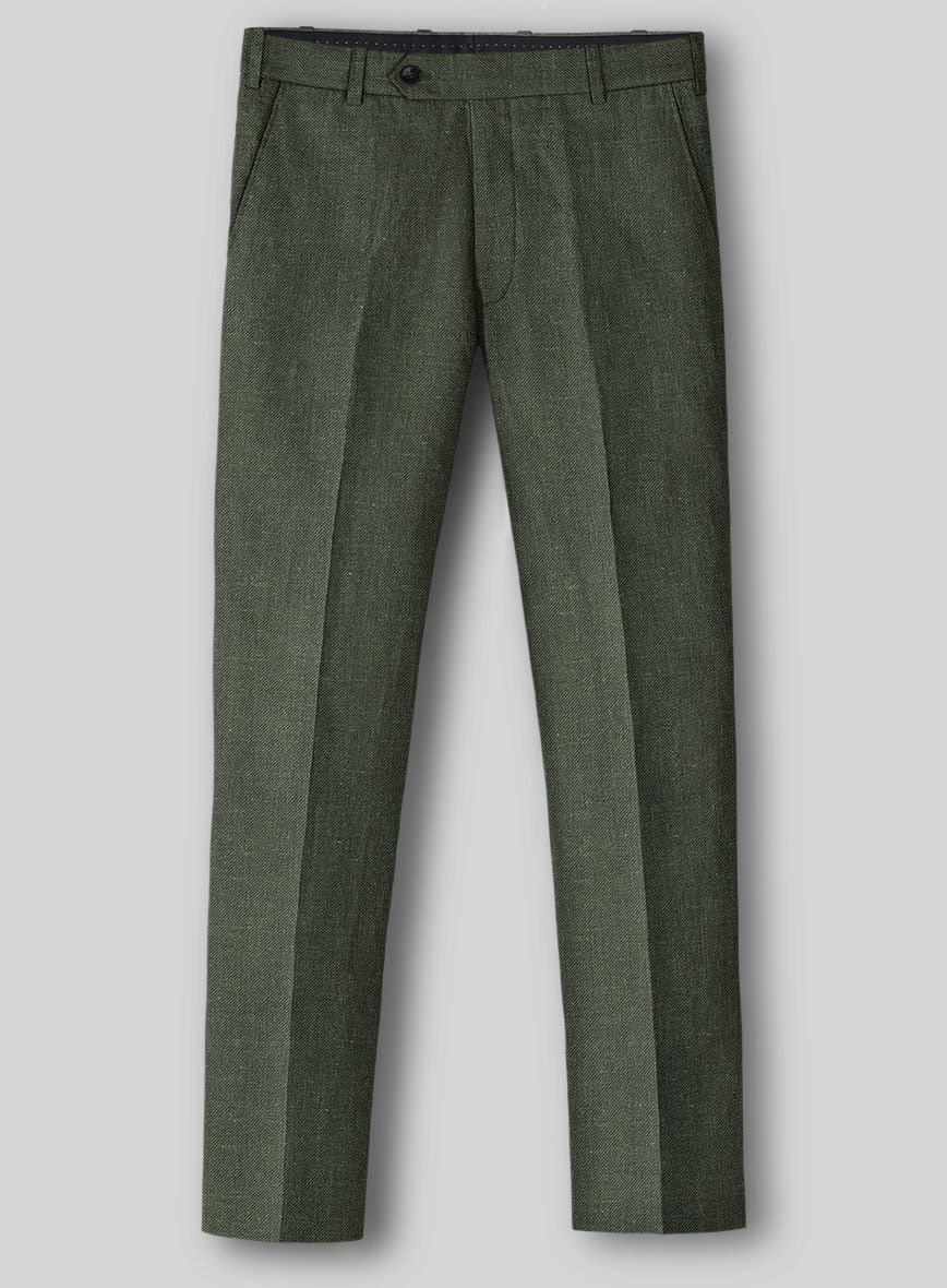 Italian Linen Seaweed Olive Pants - StudioSuits