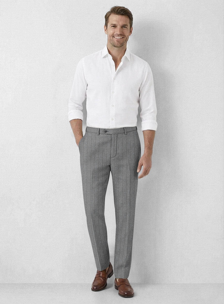 Italian Linen Seravio Stripe Pants - StudioSuits