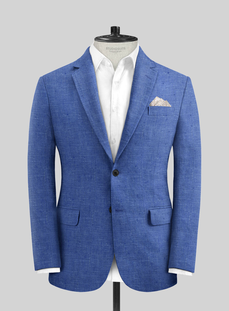 Italian Linen Smoked Blue Jacket - StudioSuits