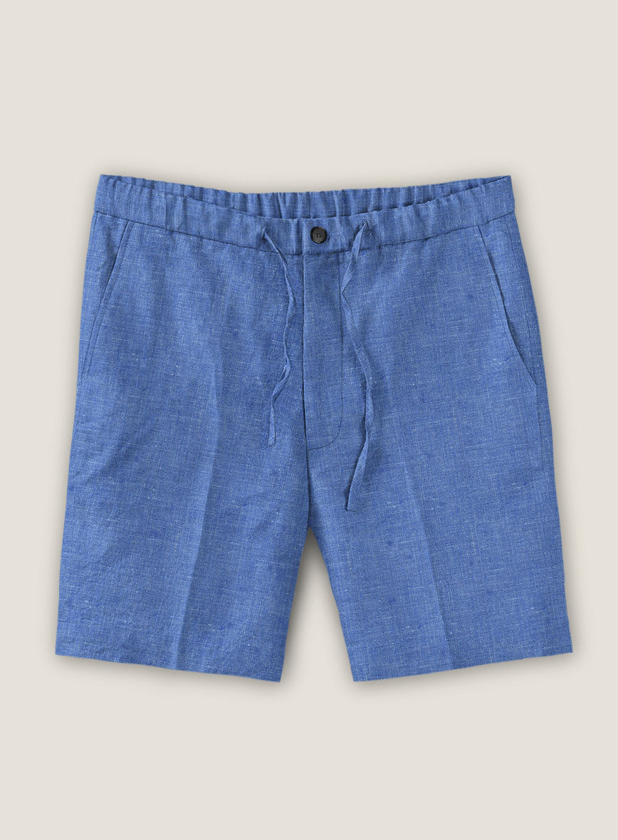Italian Linen Smoked Blue Shorts - StudioSuits