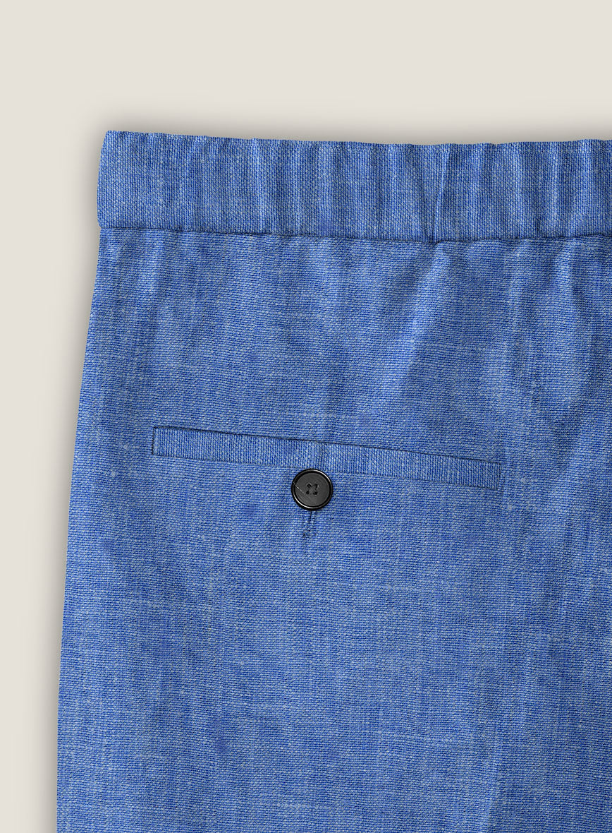 Italian Linen Smoked Blue Shorts - StudioSuits