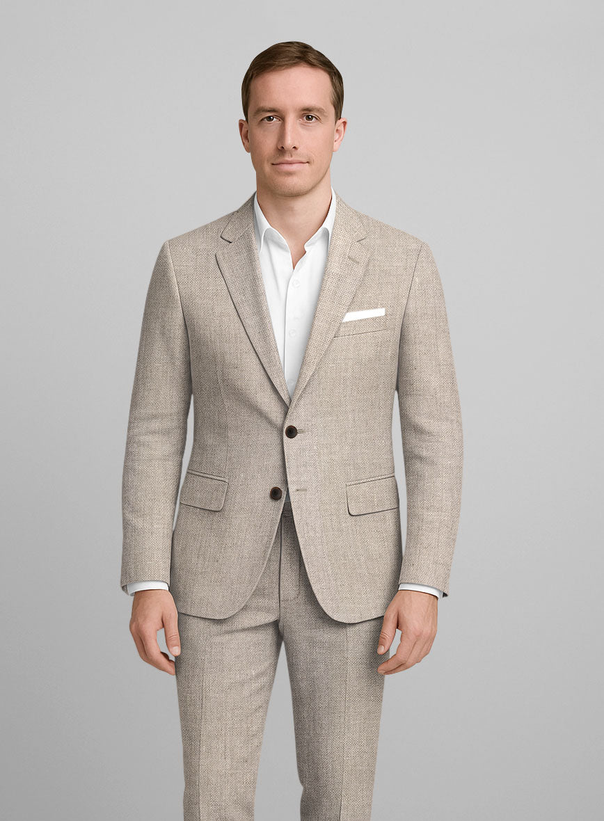 Italian Linen Stone Beige Jacket - StudioSuits