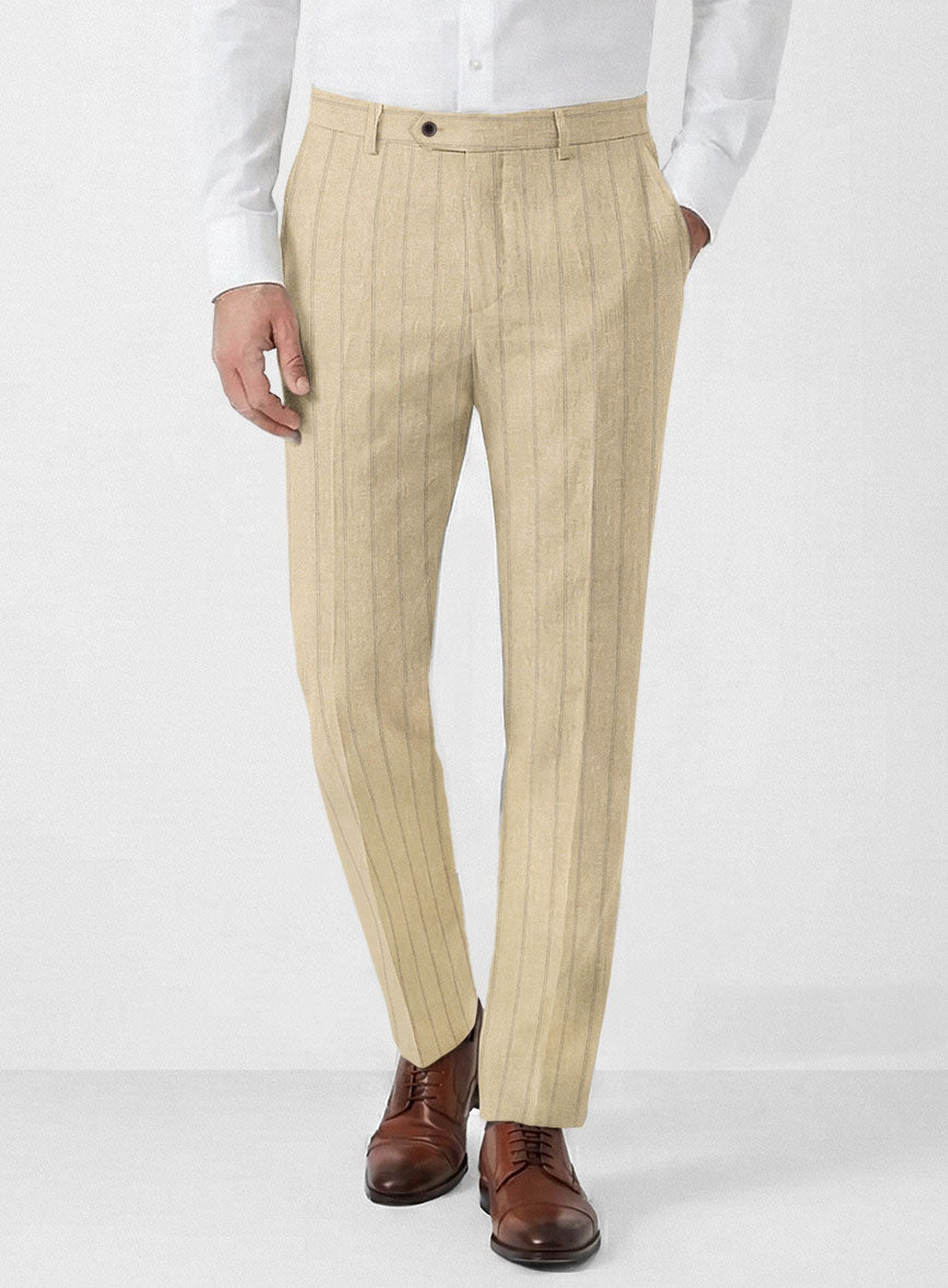 Italian Linen Tuscany Stripe Pants - StudioSuits