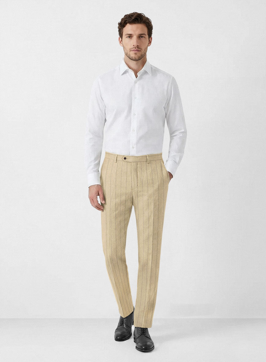 Italian Linen Tuscany Stripe Pants - StudioSuits