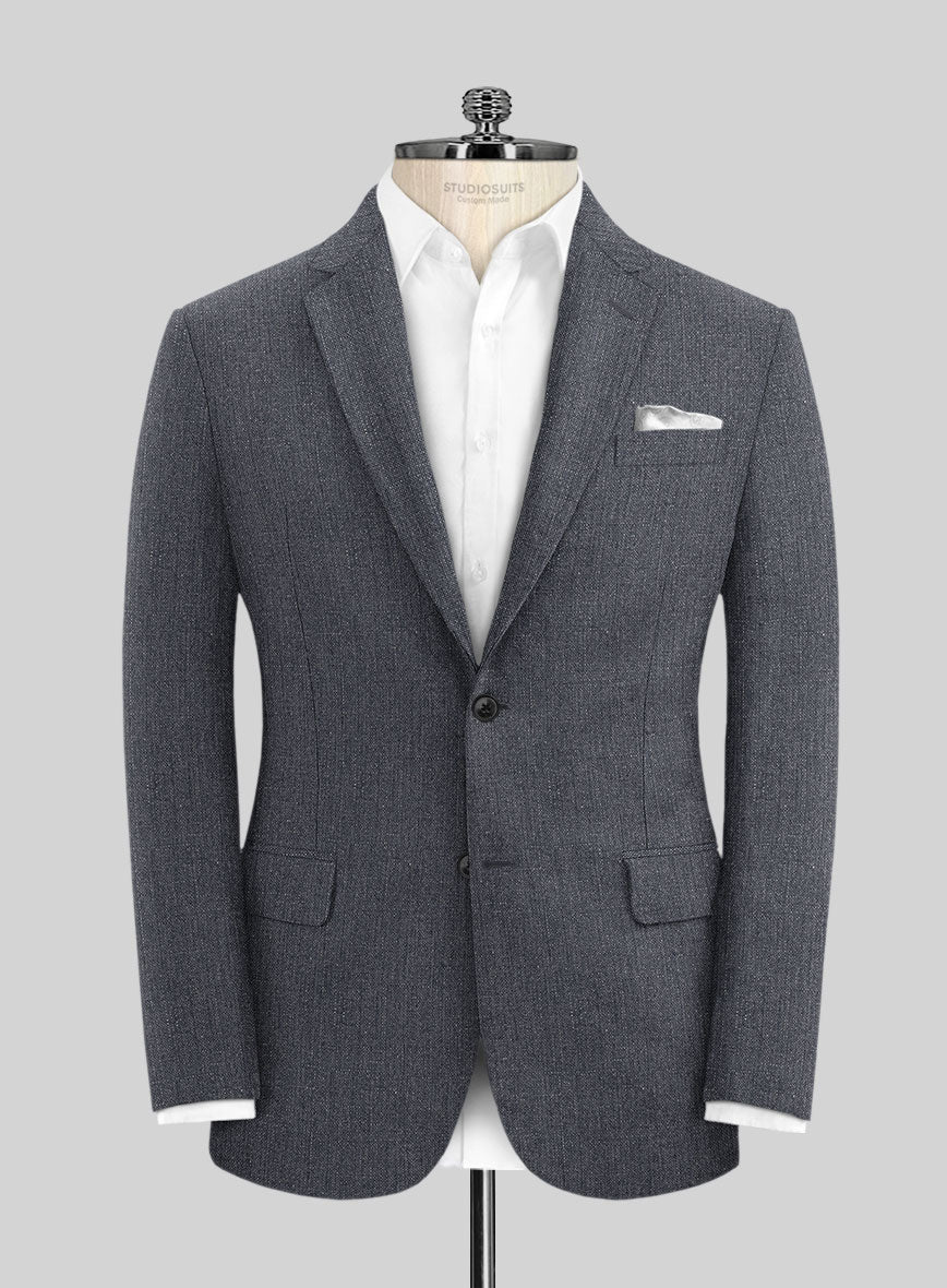 Italian Linen Zod Blue Jacket - StudioSuits