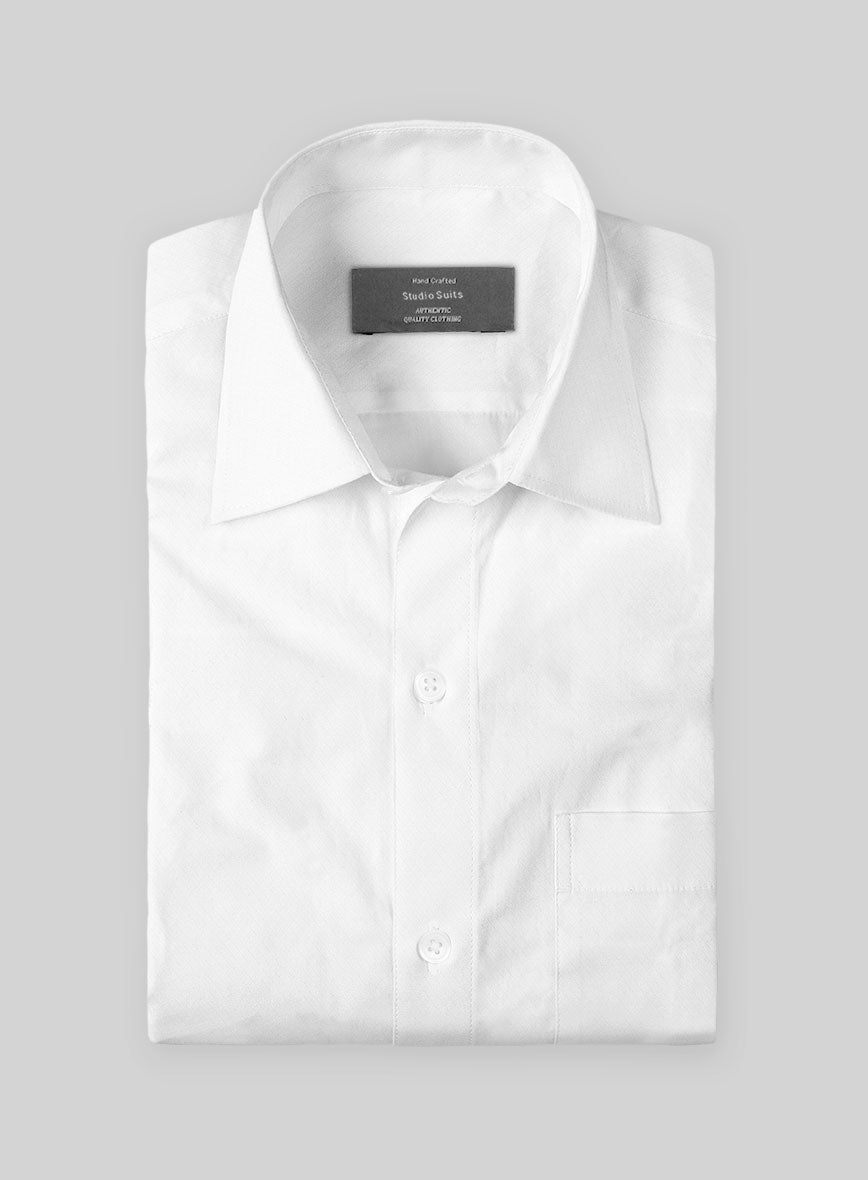 Italian Lombardo Dobby White Shirt - StudioSuits