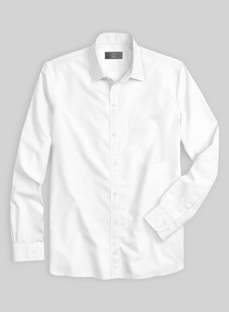 Italian Lombardo Dobby White Shirt - StudioSuits