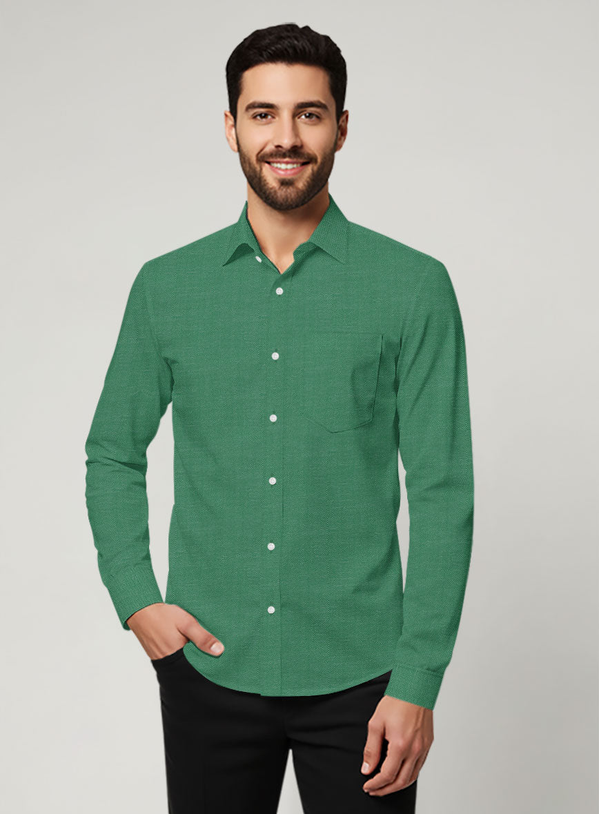 Gioberti Men's Long Sleeve Solid Dress Shirt - Green, Large, Regular Fit With Chest Pocket