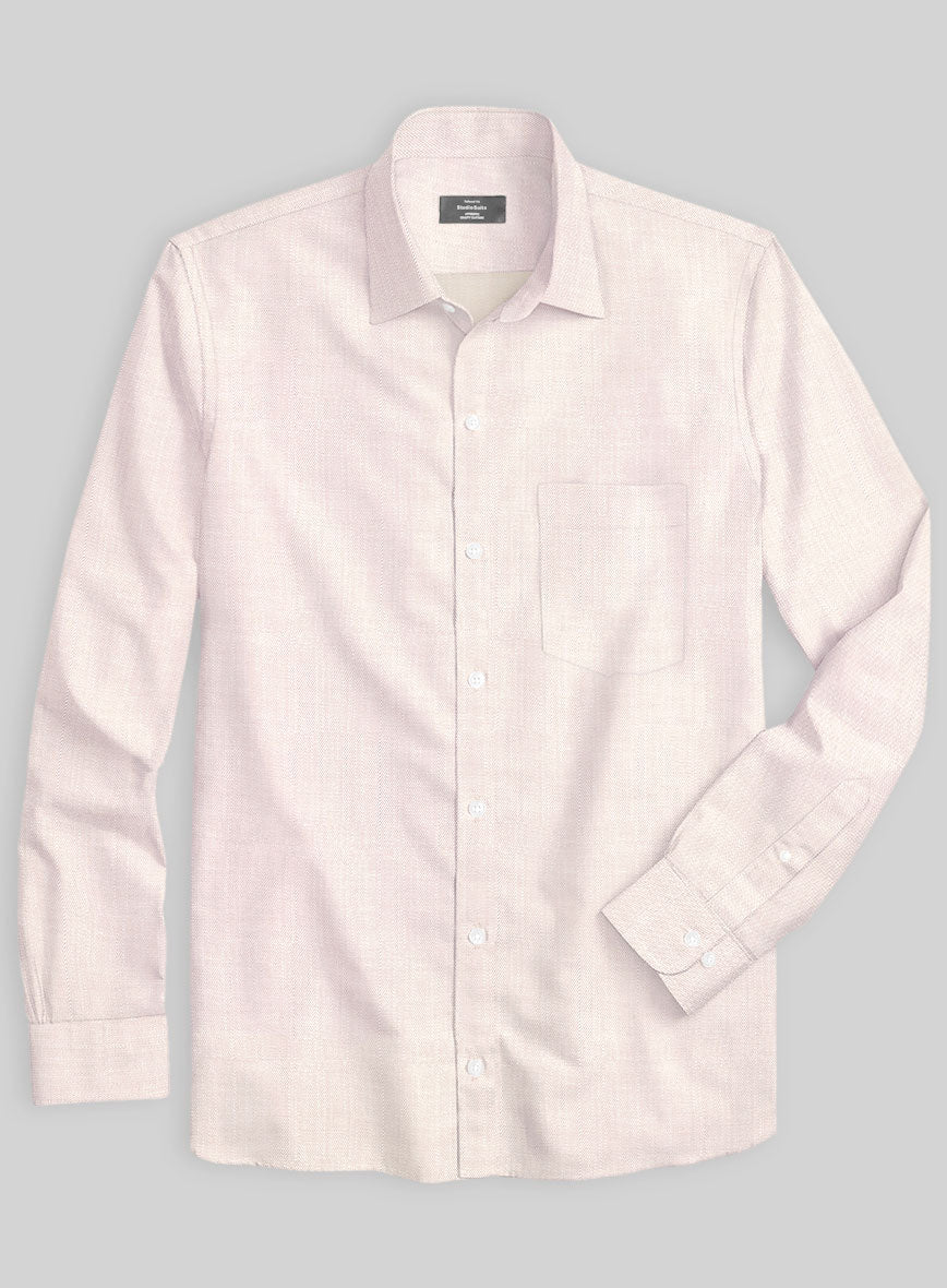 Italian Lombardo Rib Rose Beige Shirt - StudioSuits