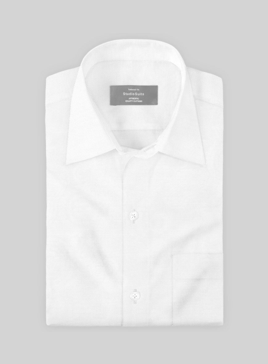 Italian Lombardo Twill White Shirt - StudioSuits