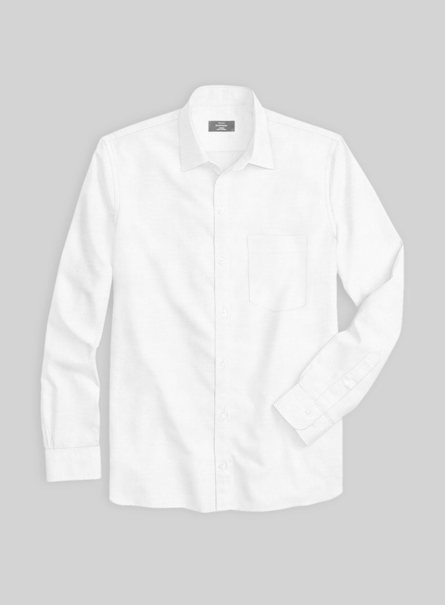 Italian Lombardo Twill White Shirt - StudioSuits