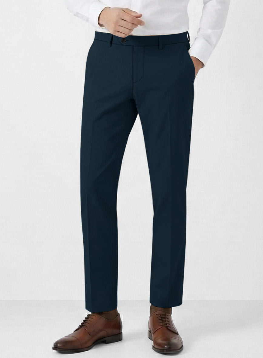 Italian Marine Blue Cotton Stretch Pants - StudioSuits