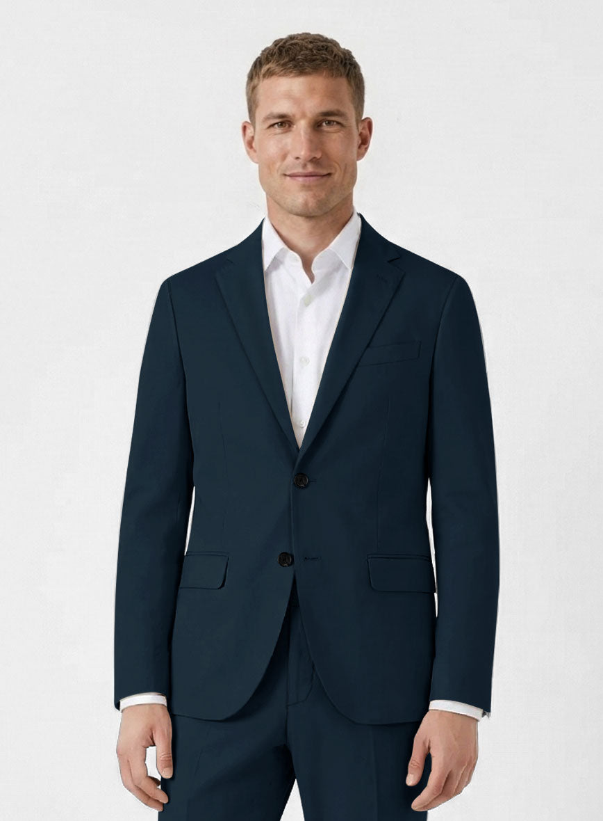 Italian Marine Blue Cotton Stretch Jacket - StudioSuits