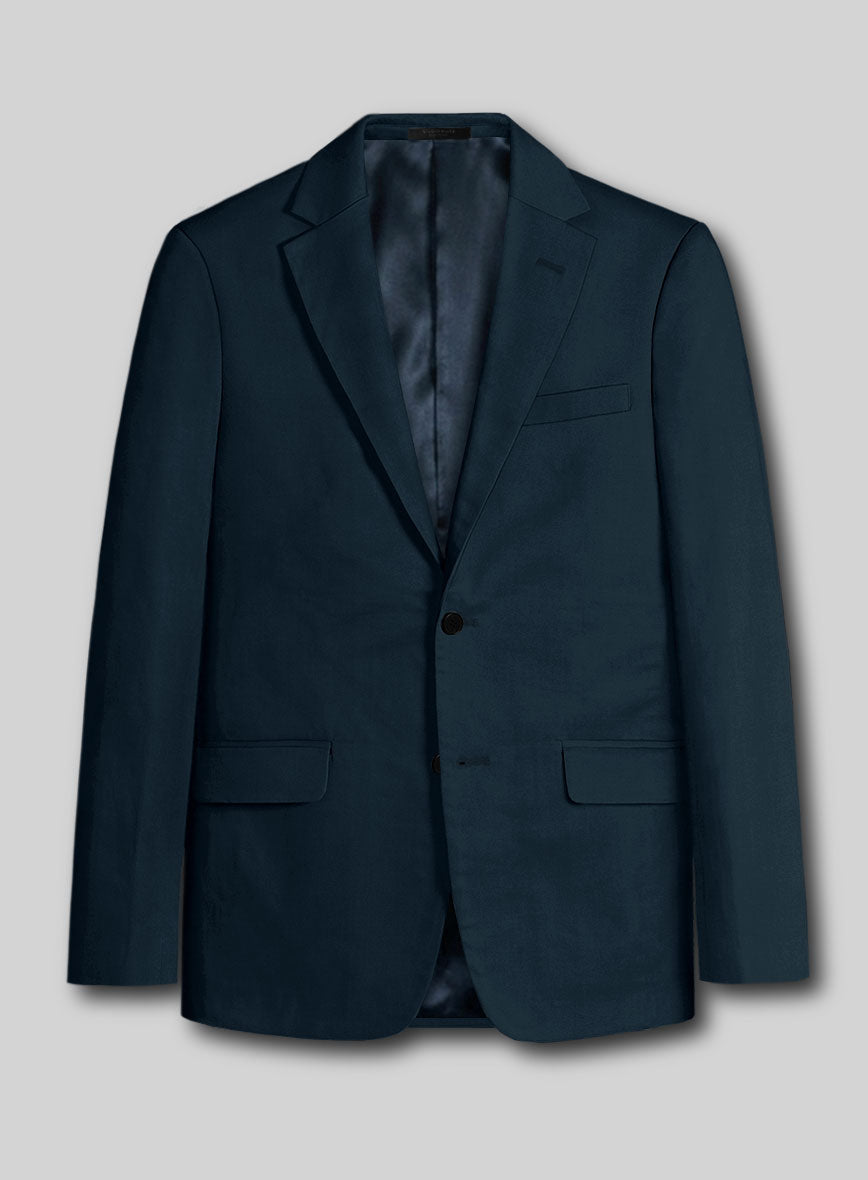 Italian Marine Blue Cotton Stretch Jacket - StudioSuits
