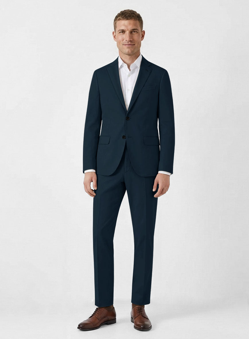 Italian Marine Blue Cotton Stretch Suit - StudioSuits