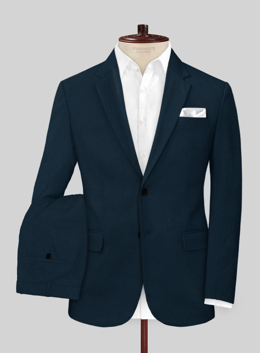 Italian Marine Blue Cotton Stretch Suit - StudioSuits